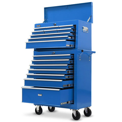Darrahopens Tools > Tools Storage > Tool Cabinets BULLET 16 Drawer Tool Box Cabinet Chest Storage, Toolbox Garage Organiser Set, Blue
