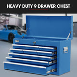 Darrahopens Tools > Tools Storage > Tool Cabinets BULLET 9 Drawer Tool Box Chest, Organiser Mechanic Garage Storage Toolbox Set - Blue