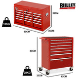 Darrahopens Tools > Tools Storage > Tool Cabinets Bullet Pro 16 Drawer Tool Box Cabinet Chest Storage, Toolbox Garage Organiser Set, Red