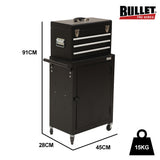 Darrahopens Tools > Tools Storage > Tool Cabinets Bullet Pro 3 Drawer Tool Box Cabinet Trolley Storage, with 1-Door Toolbox Garage Organiser Set, Black
