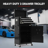 Darrahopens Tools > Tools Storage > Tool Cabinets Bullet Pro 3 Drawer Tool Box Cabinet Trolley Storage, with 1-Door Toolbox Garage Organiser Set, Black