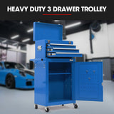 Darrahopens Tools > Tools Storage > Tool Cabinets Bullet Pro 3 Drawer Tool Box Cabinet Trolley Storage, with 1-Door Toolbox Garage Organiser Set, Blue