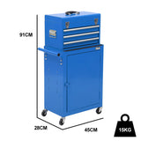 Darrahopens Tools > Tools Storage > Tool Cabinets Bullet Pro 3 Drawer Tool Box Cabinet Trolley Storage, with 1-Door Toolbox Garage Organiser Set, Blue