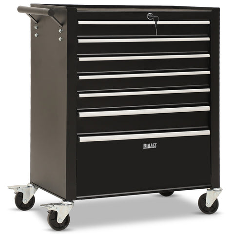 Darrahopens Tools > Tools Storage > Tool Cabinets BULLET Pro 7 Drawer Tool Box Cabinet Trolley Storage, Toolbox Garage Organiser Set, Black
