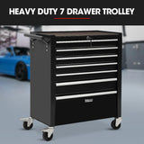 Darrahopens Tools > Tools Storage > Tool Cabinets BULLET Pro 7 Drawer Tool Box Cabinet Trolley Storage, Toolbox Garage Organiser Set, Black
