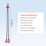 Darrahopens Tools > Tools Storage > Tool Cabinets VEVOR Chain Sling, 10 mm x 180 cm Lifting Chains with Hooks, G80 Engine Chain Hoist Lifts, 5 Ton Lifting Sling Chains for Engine Hoist, Engine Lift Chain with 2 Leg Grab Hooks and Adjusters Heavy Duty