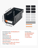 Darrahopens Tools > Tools Storage > Tool Cabinets VEVOR Plastic Stackable Storage Bins, 37.7 x 21.5 x 18 cm (12 Pack), Plastic Containers for Organizing & Storage Bins for Garage, Small Parts, Office Supplies, Other Accessories, Black & Transparent