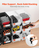 Darrahopens Tools > Tools Storage > Tool Cabinets VEVOR Plastic Stackable Storage Bins, 37.7 x 21.5 x 18 cm (12 Pack), Plastic Containers for Organizing & Storage Bins for Garage, Small Parts, Office Supplies, Other Accessories, Black & Transparent