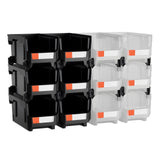 Darrahopens Tools > Tools Storage > Tool Cabinets VEVOR Plastic Stackable Storage Bins, 37.7 x 21.5 x 18 cm (12 Pack), Plastic Containers for Organizing & Storage Bins for Garage, Small Parts, Office Supplies, Other Accessories, Black & Transparent