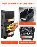Darrahopens Tools > Tools Storage > Tool Cabinets VEVOR Plastic Stackable Storage Bins, 37.7 x 21.5 x 18 cm (12 Pack), Plastic Containers for Organizing & Storage Bins for Garage, Small Parts, Office Supplies, Other Accessories, Black & Transparent