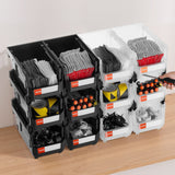 Darrahopens Tools > Tools Storage > Tool Cabinets VEVOR Plastic Stackable Storage Bins, 37.7 x 21.5 x 18 cm (12 Pack), Plastic Containers for Organizing & Storage Bins for Garage, Small Parts, Office Supplies, Other Accessories, Black & Transparent