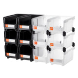 Darrahopens Tools > Tools Storage > Tool Cabinets VEVOR Plastic Stackable Storage Bins, 37.7 x 21.5 x 18 cm (12 Pack), Plastic Containers for Organizing & Storage Bins for Garage, Small Parts, Office Supplies, Other Accessories, Black & Transparent