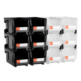 Darrahopens Tools > Tools Storage > Tool Cabinets VEVOR Plastic Stackable Storage Bins, 37.7 x 21.5 x 18 cm (12 Pack), Plastic Containers for Organizing & Storage Bins for Garage, Small Parts, Office Supplies, Other Accessories, Black & Transparent