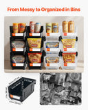 Darrahopens Tools > Tools Storage > Tool Cabinets VEVOR Plastic Stackable Storage Bins, 37.7 x 21.5 x 18 cm (12 Pack), Plastic Containers for Organizing & Storage Bins for Garage, Small Parts, Office Supplies, Other Accessories, Black & Transparent