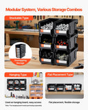 Darrahopens Tools > Tools Storage > Tool Cabinets VEVOR Plastic Stackable Storage Bins, 37.7 x 21.5 x 18 cm (12 Pack), Plastic Containers for Organizing & Storage Bins for Garage, Small Parts, Office Supplies, Other Accessories, Black & Transparent