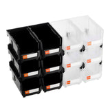 Darrahopens Tools > Tools Storage > Tool Cabinets VEVOR Plastic Stackable Storage Bins, 37.7 x 21.5 x 18 cm (12 Pack), Plastic Containers for Organizing & Storage Bins for Garage, Small Parts, Office Supplies, Other Accessories, Black & Transparent