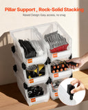 Darrahopens Tools > Tools Storage > Tool Cabinets VEVOR Plastic Stackable Storage Bins, 37.7 x 21.5 x 18 cm (6 Pack), Plastic Containers for Organizing & Storage Bins for Closet, Garage, Small Parts, Office Supplies, Other Accessories, Transparent