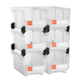 Darrahopens Tools > Tools Storage > Tool Cabinets VEVOR Plastic Stackable Storage Bins, 37.7 x 21.5 x 18 cm (6 Pack), Plastic Containers for Organizing & Storage Bins for Closet, Garage, Small Parts, Office Supplies, Other Accessories, Transparent