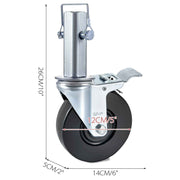 4 Pack 5 Inch Scaffolding Swivel Caster Wheels Heavy Duty Rubber Casters with Dual Locking 1.26 Inch Square Stem 440lbs Capacity per Wheel In Australia - Darrahopens