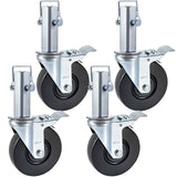 4 Pack 5 Inch Scaffolding Swivel Caster Wheels Heavy Duty Rubber Casters with Dual Locking 1.26 Inch Square Stem 440lbs Capacity per Wheel In Australia - Darrahopens