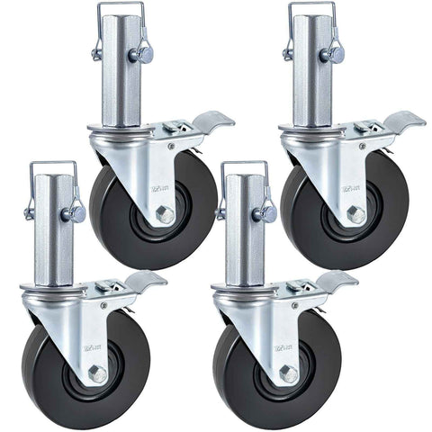 4 Pack 5 Inch Scaffolding Swivel Caster Wheels Heavy Duty Rubber Casters with Dual Locking 1.26 Inch Square Stem 440lbs Capacity per Wheel In Australia - Darrahopens