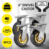 Darrahopens Tools > Tools Storage > Utility Trolleys 4X 6" / 150mm Heavy Duty Swivel Caster Wheels Castor 1000KG Load,2 with Brakes