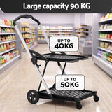 Darrahopens Tools > Tools Storage > Utility Trolleys Artiss Shopping Trolley with Wheels 2 Layer w/1 Crate Foldable Trolley Grey In Australia - Darrahopens