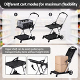 Darrahopens Tools > Tools Storage > Utility Trolleys Artiss Shopping Trolley with Wheels 2 Layer w/1 Crate Foldable Trolley Grey In Australia - Darrahopens