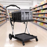 Darrahopens Tools > Tools Storage > Utility Trolleys Artiss Shopping Trolley with Wheels 2 Layer w/1 Crate Foldable Trolley Grey In Australia - Darrahopens