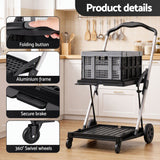 Darrahopens Tools > Tools Storage > Utility Trolleys Artiss Shopping Trolley with Wheels 2 Layer w/1 Crate Foldable Trolley Grey In Australia - Darrahopens