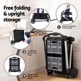 Darrahopens Tools > Tools Storage > Utility Trolleys Artiss Shopping Trolley with Wheels 2 Layer w/1 Crate Foldable Trolley Grey In Australia - Darrahopens