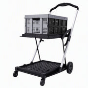 Darrahopens Tools > Tools Storage > Utility Trolleys Artiss Shopping Trolley with Wheels 2 Layer w/1 Crate Foldable Trolley Grey In Australia - Darrahopens