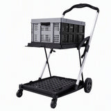 Darrahopens Tools > Tools Storage > Utility Trolleys Artiss Shopping Trolley with Wheels 2 Layer w/1 Crate Foldable Trolley Grey In Australia - Darrahopens