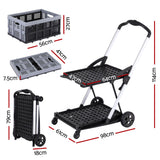 Darrahopens Tools > Tools Storage > Utility Trolleys Artiss Shopping Trolley with Wheels 2 Layer w/1 Crate Foldable Trolley Grey In Australia - Darrahopens