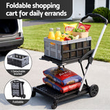 Darrahopens Tools > Tools Storage > Utility Trolleys Artiss Shopping Trolley with Wheels 2 Layer w/1 Crate Foldable Trolley Grey In Australia - Darrahopens