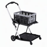 Darrahopens Tools > Tools Storage > Utility Trolleys Artiss Shopping Trolley with Wheels 2 Layer w/1 Crate Foldable Trolley Grey In Australia - Darrahopens