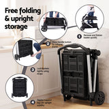 Darrahopens Tools > Tools Storage > Utility Trolleys Artiss Shopping Trolley with Wheels 2 Layer w/2 Crates Foldable Trolley Black In Australia - Darrahopens