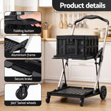 Darrahopens Tools > Tools Storage > Utility Trolleys Artiss Shopping Trolley with Wheels 2 Layer w/2 Crates Foldable Trolley Black In Australia - Darrahopens
