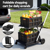 Darrahopens Tools > Tools Storage > Utility Trolleys Artiss Shopping Trolley with Wheels 2 Layer w/2 Crates Foldable Trolley Black In Australia - Darrahopens
