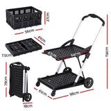 Darrahopens Tools > Tools Storage > Utility Trolleys Artiss Shopping Trolley with Wheels 2 Layer w/2 Crates Foldable Trolley Black In Australia - Darrahopens
