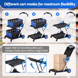 Darrahopens Tools > Tools Storage > Utility Trolleys Artiss Shopping Trolley with Wheels 2 Layer w/2 Crates Foldable Trolley Blue In Australia - Darrahopens