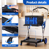 Darrahopens Tools > Tools Storage > Utility Trolleys Artiss Shopping Trolley with Wheels 2 Layer w/2 Crates Foldable Trolley Blue In Australia - Darrahopens