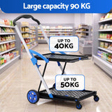 Darrahopens Tools > Tools Storage > Utility Trolleys Artiss Shopping Trolley with Wheels 2 Layer w/2 Crates Foldable Trolley Blue In Australia - Darrahopens