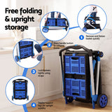 Darrahopens Tools > Tools Storage > Utility Trolleys Artiss Shopping Trolley with Wheels 2 Layer w/2 Crates Foldable Trolley Blue In Australia - Darrahopens