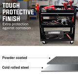 Darrahopens Tools > Tools Storage > Utility Trolleys Bullet 3-Tier Steel Tool Trolley Cart, for Workshop, Mechanic, with Drawer, Pegboard, Screwdriver Bay, Black/Red
