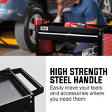 Darrahopens Tools > Tools Storage > Utility Trolleys Bullet 3-Tier Steel Tool Trolley Cart, for Workshop, Mechanic, with Drawer, Pegboard, Screwdriver Bay, Black/Red