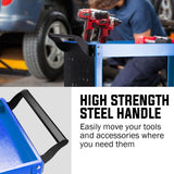 Darrahopens Tools > Tools Storage > Utility Trolleys Bullet 3-Tier Steel Tool Trolley Cart, for Workshop, Mechanic, with Pegboard, Screwdriver Bay, Blue