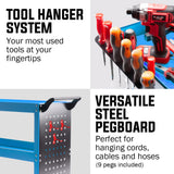Darrahopens Tools > Tools Storage > Utility Trolleys Bullet 3-Tier Steel Tool Trolley Cart, for Workshop, Mechanic, with Pegboard, Screwdriver Bay, Blue