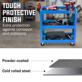 Darrahopens Tools > Tools Storage > Utility Trolleys Bullet 3-Tier Steel Tool Trolley Cart, for Workshop, Mechanic, with Pegboard, Screwdriver Bay, Blue