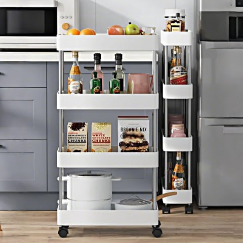 Darrahopens Tools > Tools Storage > Utility Trolleys CARLA HOME Slim Storage Cart Organizer Trolley with Wheels for Kitchen, Bathroom, Laundry & Narrow Spaces (4 tier)